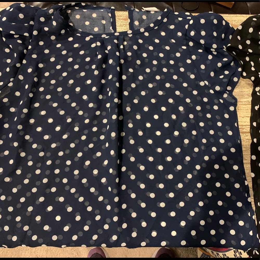 Navy Polka Dot Blouse